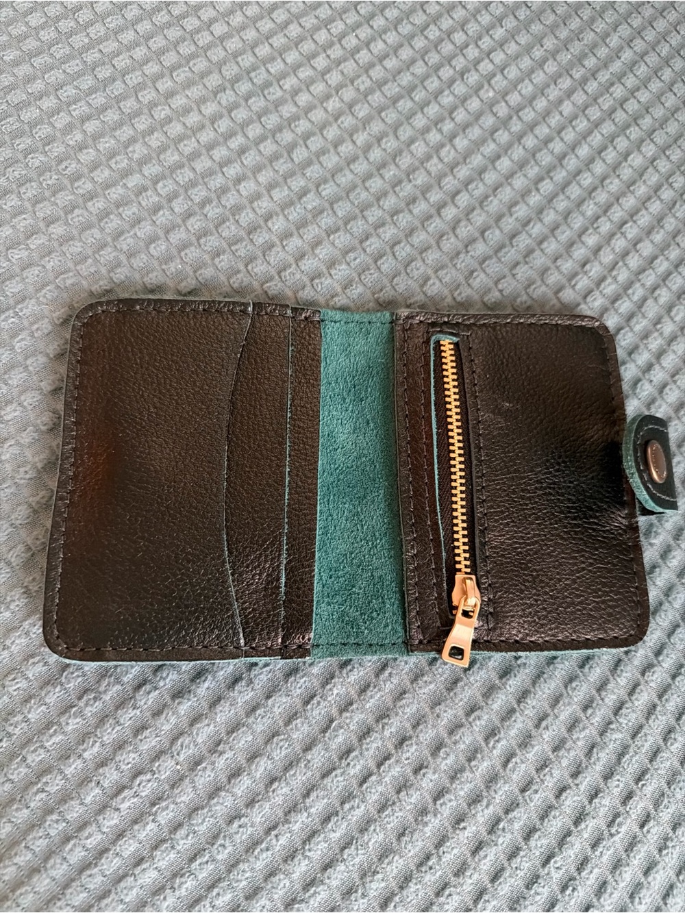 Portland Leather Black Pebbled Leather Wallet with Gold Snap - Picture 4 of 8
